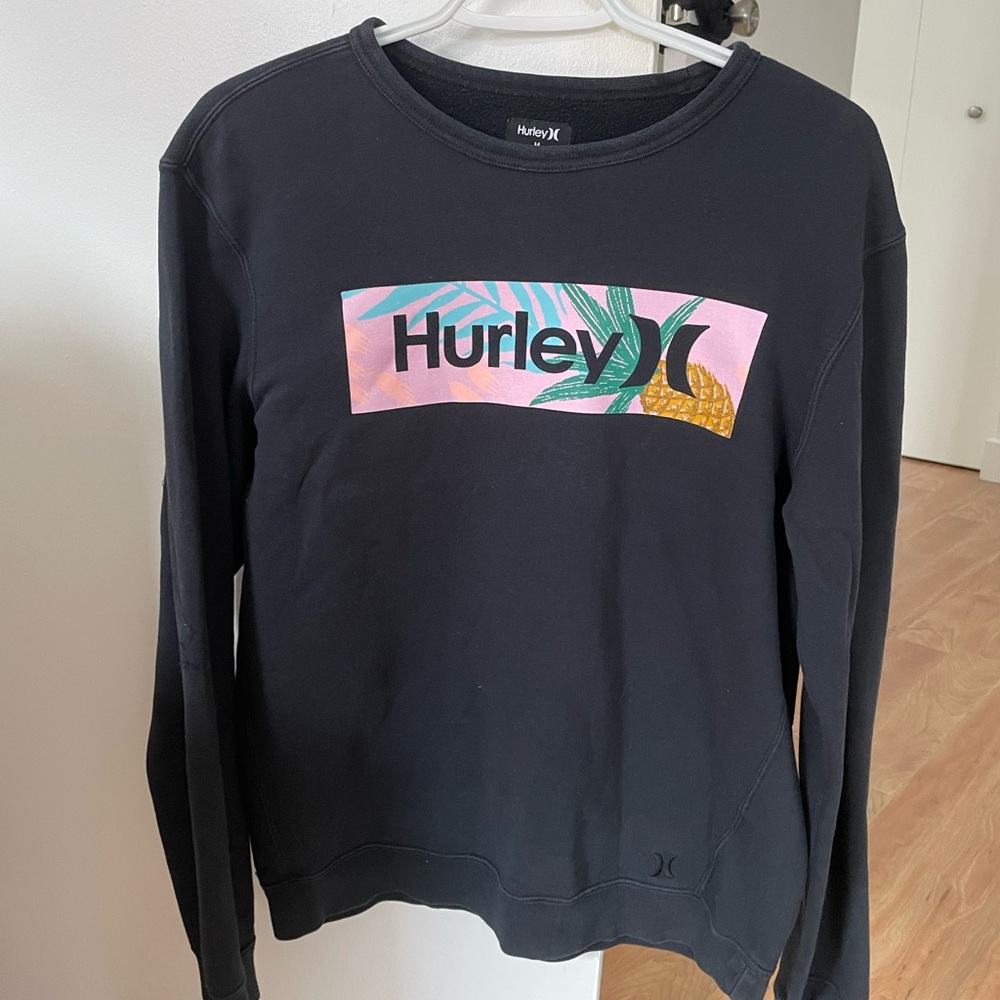 Hurley Black Sweater with Tropical Logo